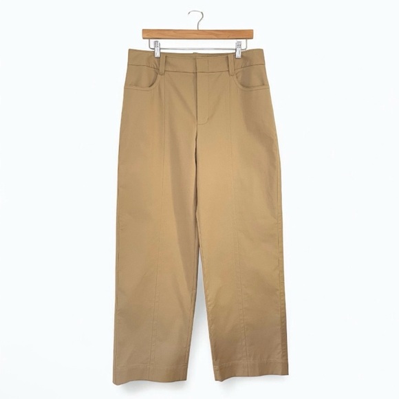 Vince Seam Front Trouser High Rise Wide Leg Cotton Pant Neutral Camel 14 Large - Picture 5 of 15
